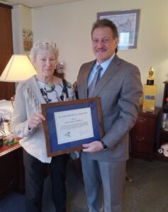 Senator Addabbo's award was presented by NYSHA's Linda Rydant and Sue McDonough (not shown).