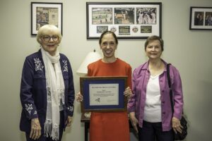 NYSHA's Pat Valusek and Sondra Woodvine presented award to Assembly Member Paulin.